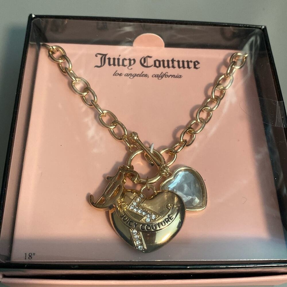 BNWT JUICY COUTURE Heart Charms Chain Necklace